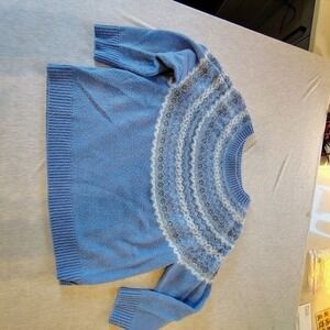 Light Blue Beaded Embellished Crew Neck Sweater Women's Size 3X